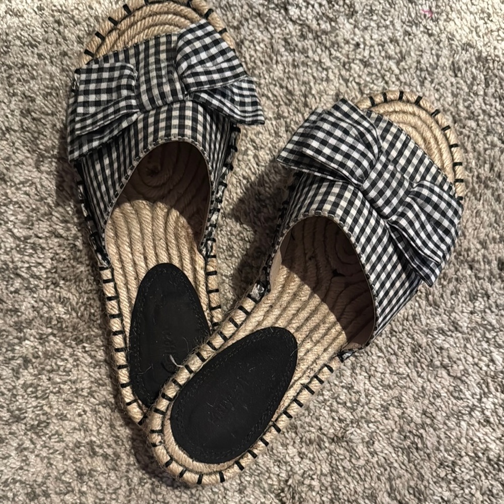 Gingham Bow Espadrille Slip-Ons